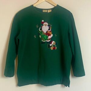 Vintage Women’s Bobbie Brooks Christmas Santa Sweatshirt Large Crewneck Holiday